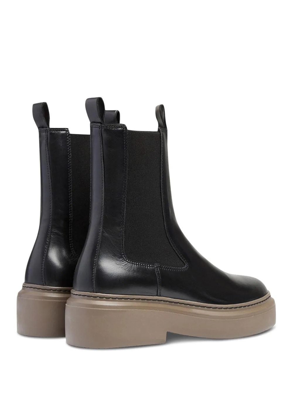 June Chelsea - Black Leather / Brown Sole - Black