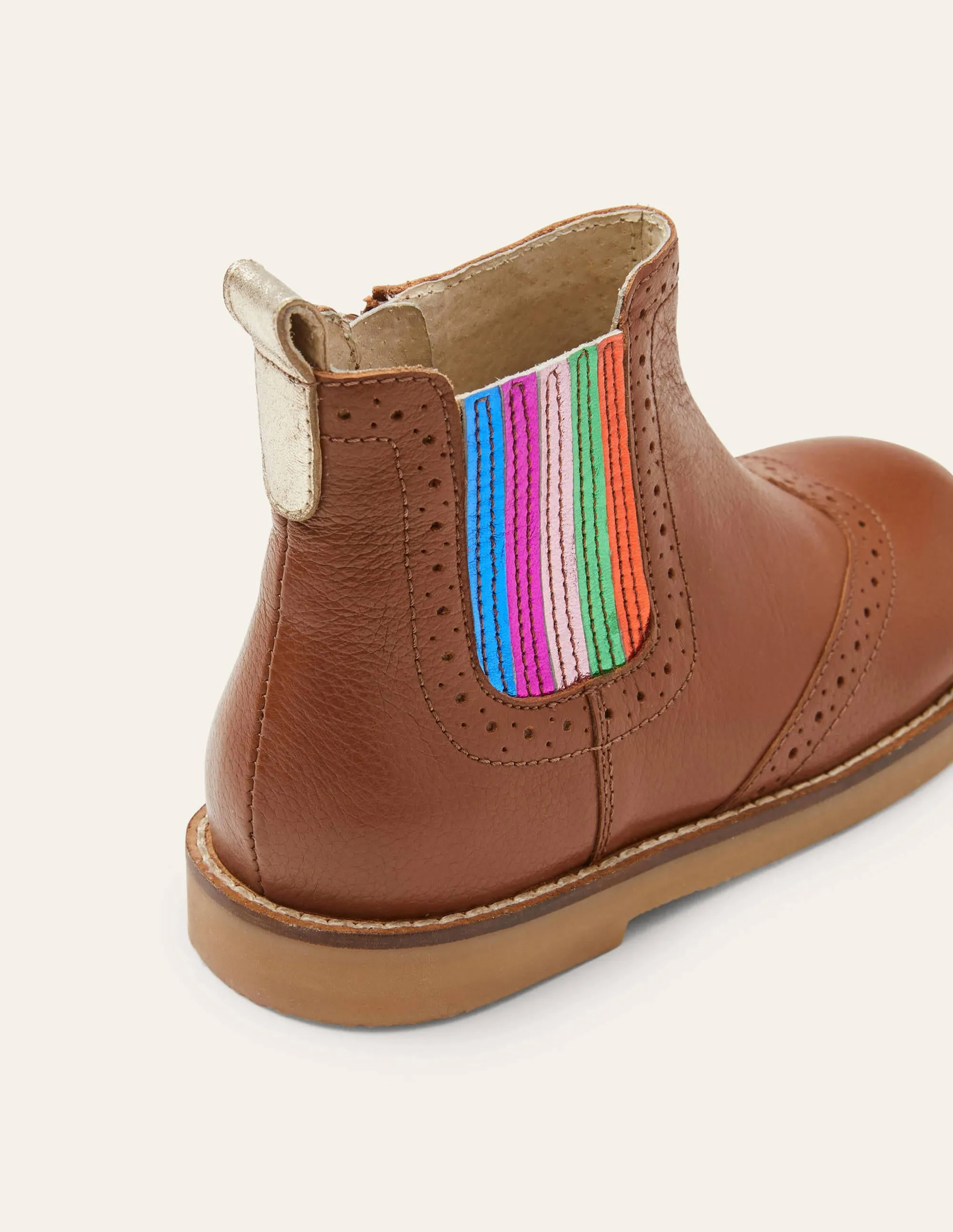 Leather Chelsea Boots-Tan Rainbow